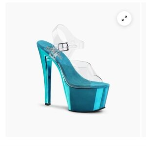 pleaser Sky-308 teal pole dance heels  exotic 8